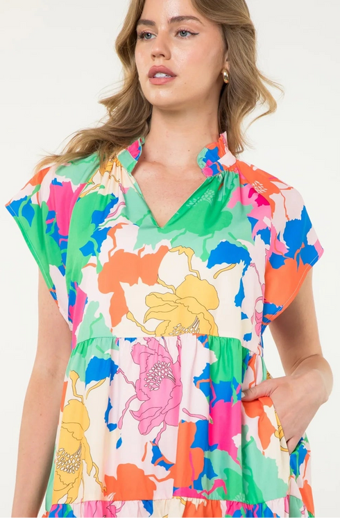 Tiered Printed Dress