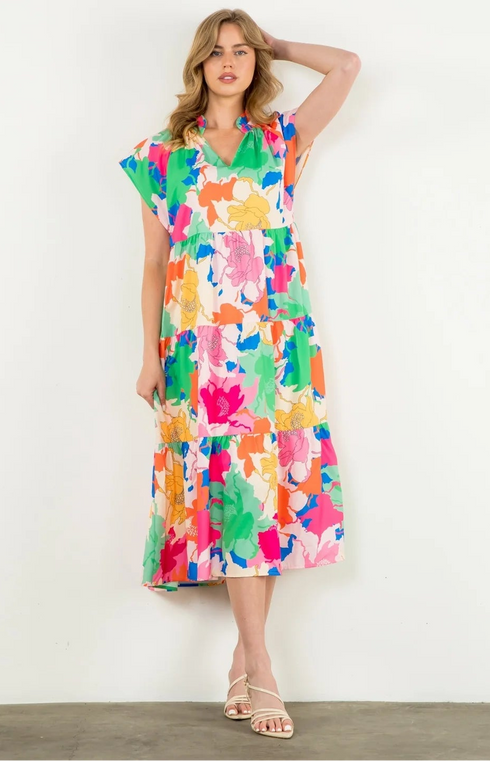 Tiered Printed Dress