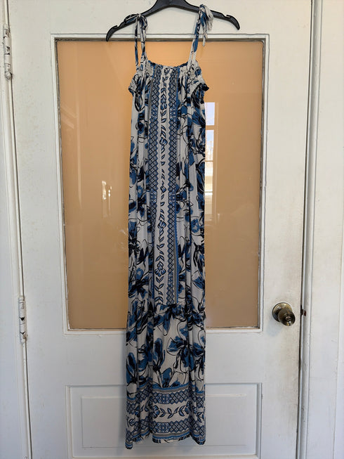 Two's Blue & White Maxi Dress