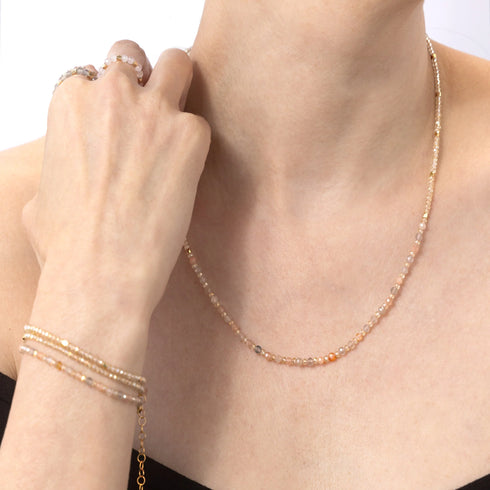 Moonstone Necklace & Triple Wrap Bracelet