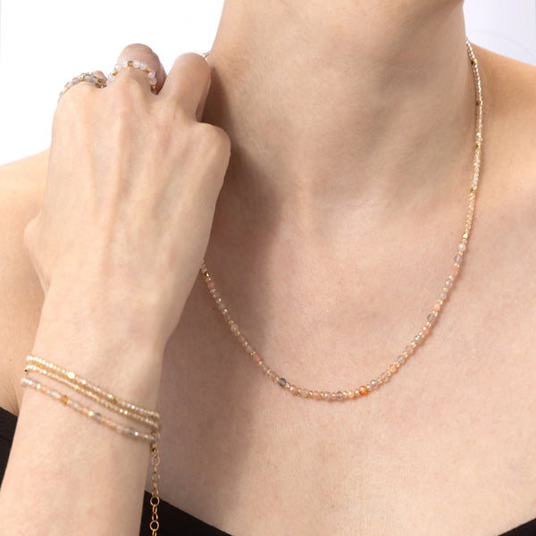 Moonstone Necklace & Triple Wrap Bracelet