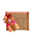 Vintage Burlap Clutch With Pompons
