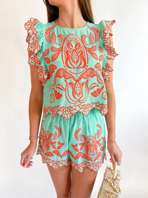 Flutter Embroidery Top