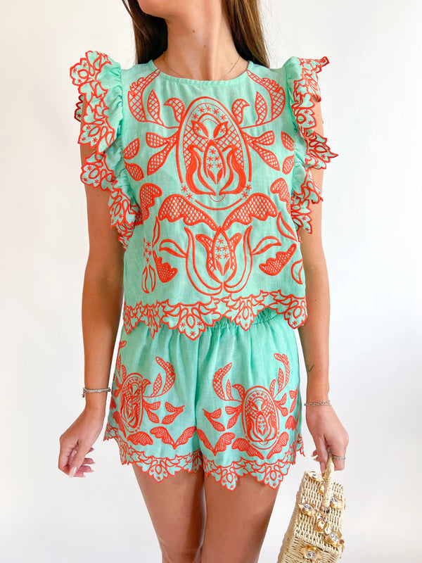 Flutter Embroidery Top