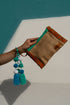 Vintage Burlap Clutch With Pompons