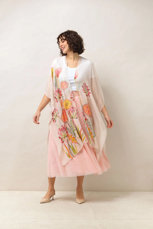 Pop Flowers Long Kimono