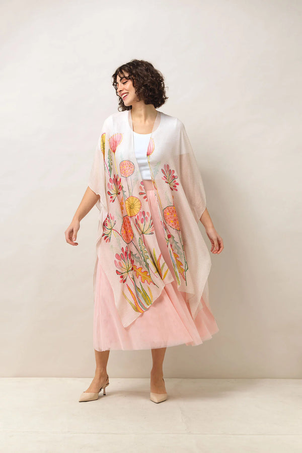 Pop Flowers Long Kimono