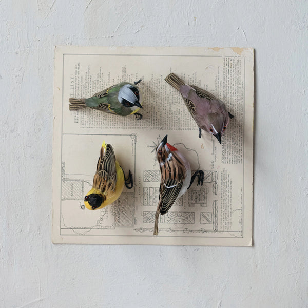 Foam Bird Ornament with Feathers