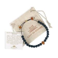 Baltic Amber & Lava Stone Bracelet