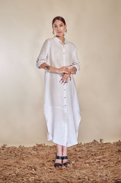 Long Linen Shirt Dress