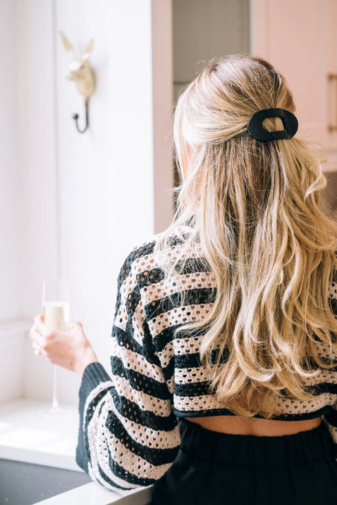 Round Black Flat Hair Clip
