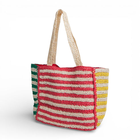 Nellie Large Striped Raffia Tote Multicolor