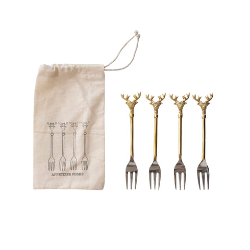 SS & Brass Reindeer Forks in Bag