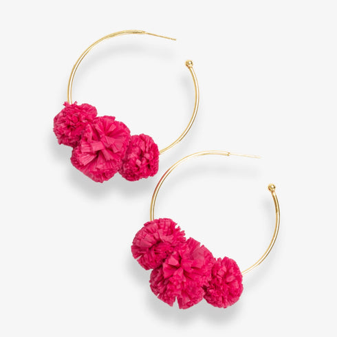 Rita Raffia Poms Earrings