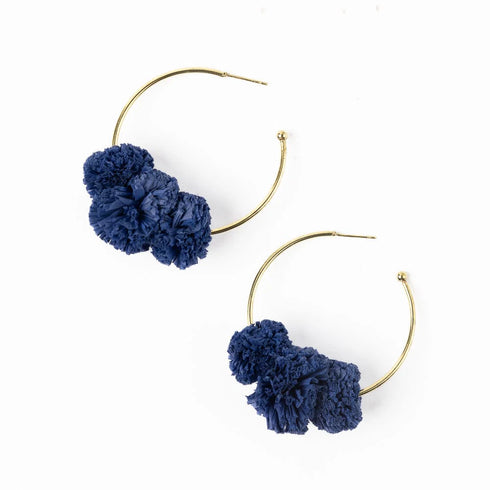 Rita Raffia Poms Earrings