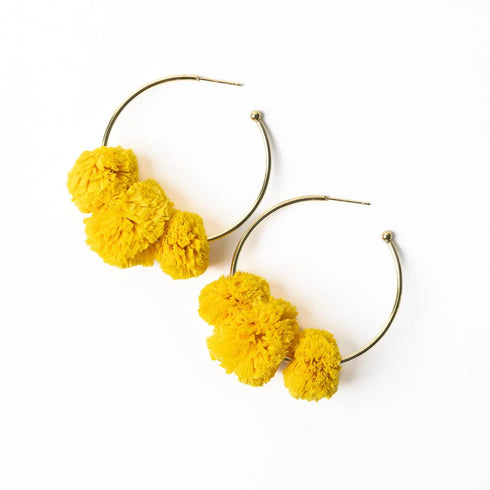 Rita Raffia Poms Earrings