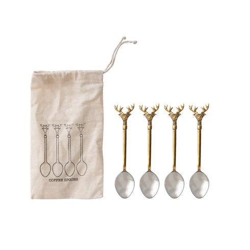 SS & Brass Reindeer Spoons in Bag