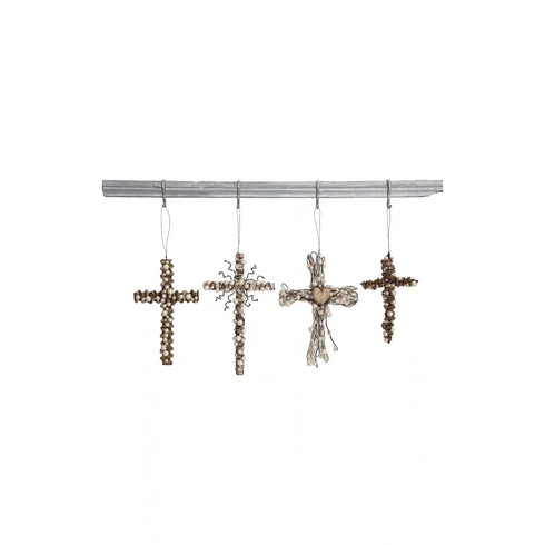 Metal Wire Cross with Beads Ornament