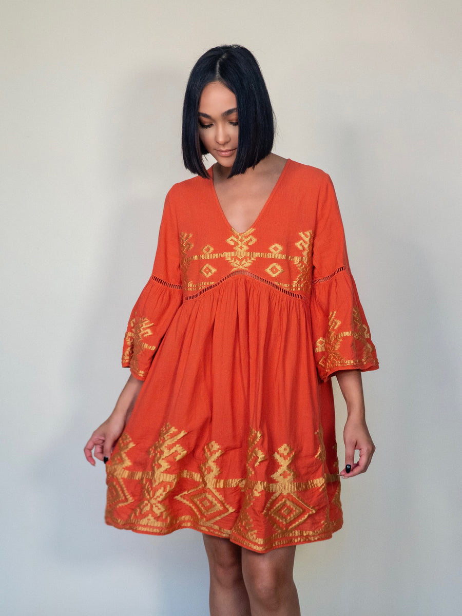 Thalia Short Dress - Orange