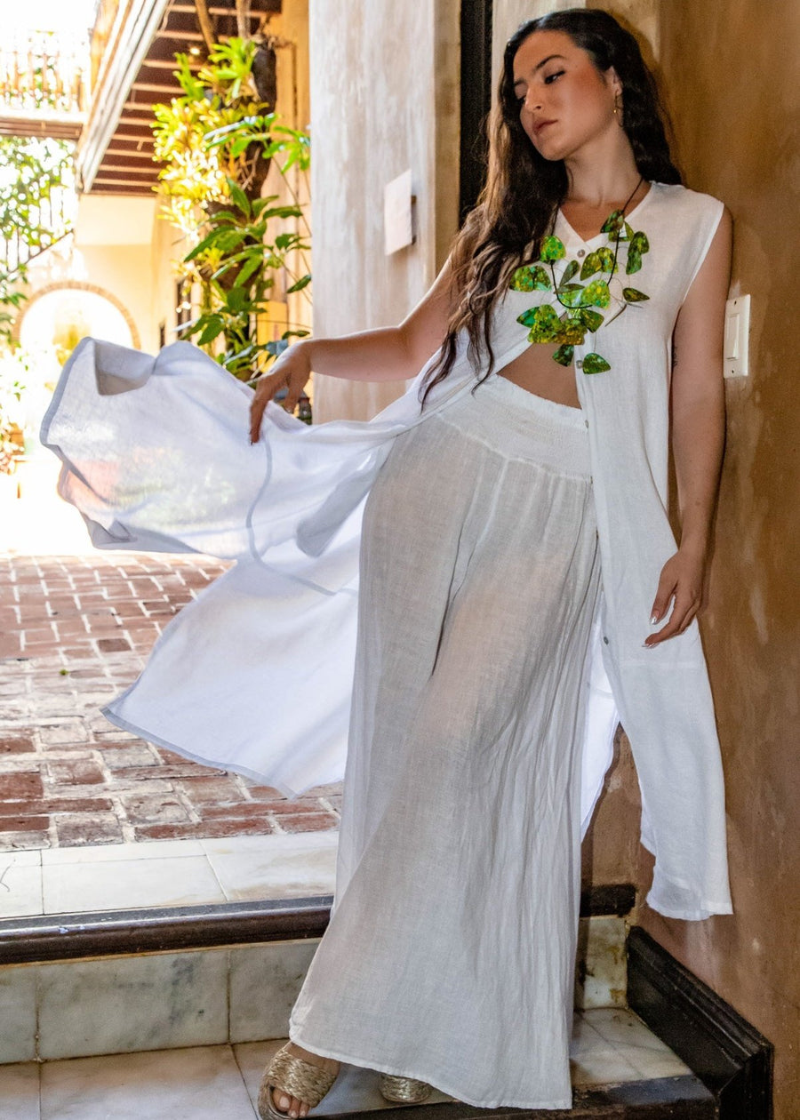 Nydia Linen Dress - White
