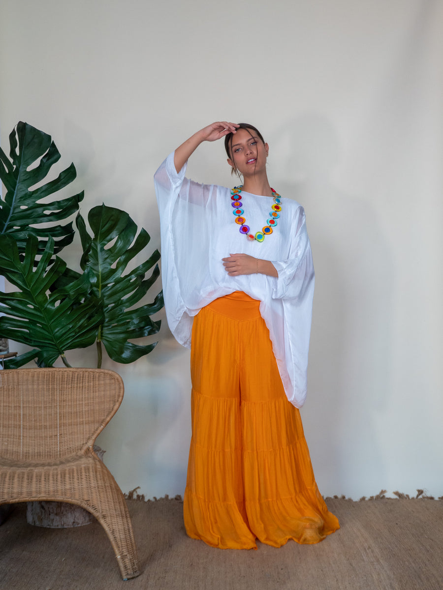 Tier Silk Pants - Orange